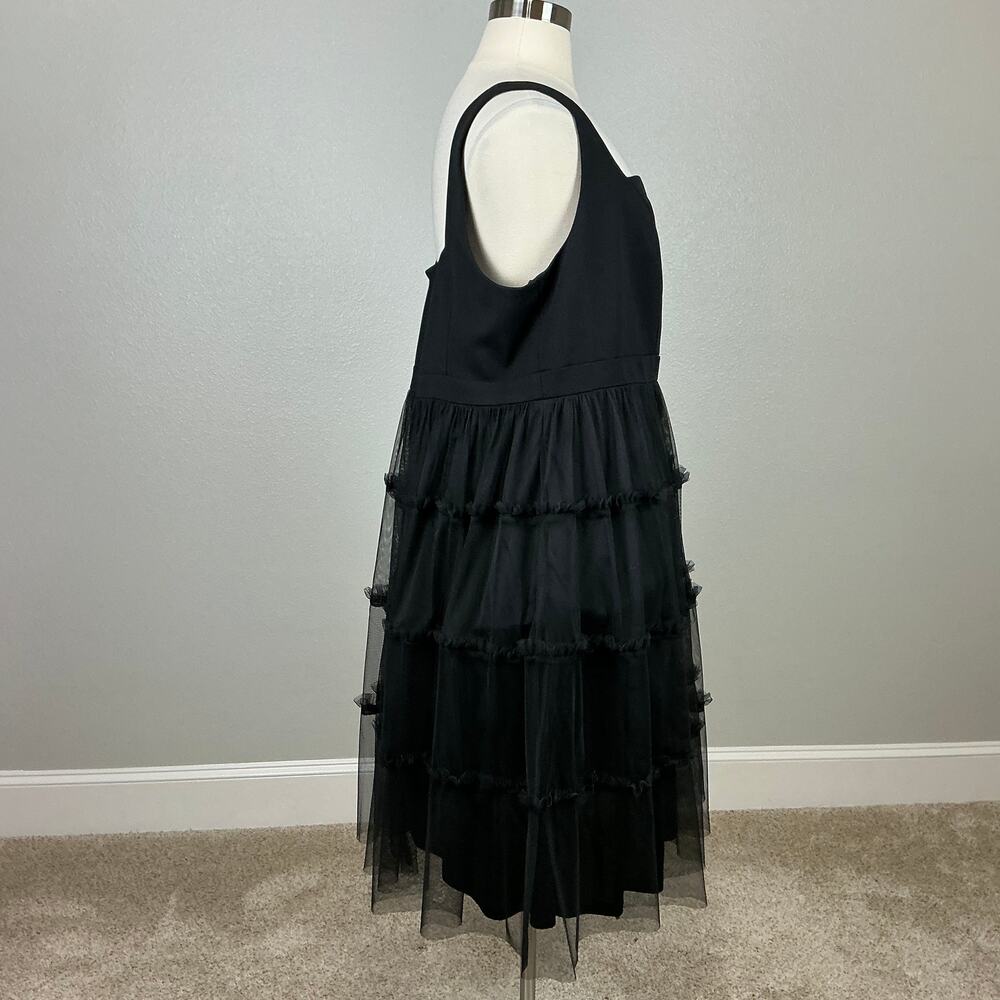 Adrianna Papell Women's Cocktail Dress Size 24W Black Tulle Midi Fit and Flare - Picture 4 of 13